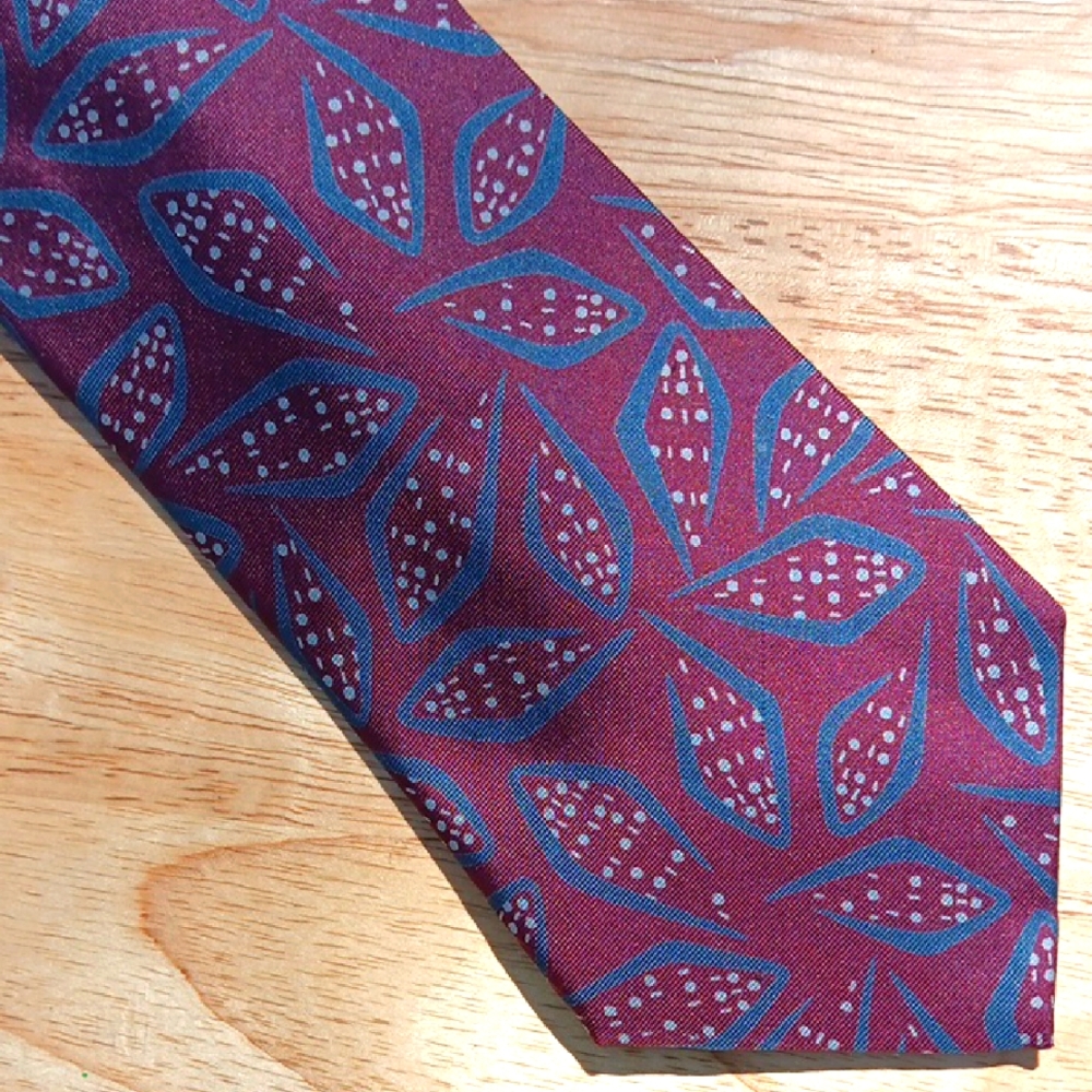 Elegant Burgundy and Teal Men's *PRINT* Tie